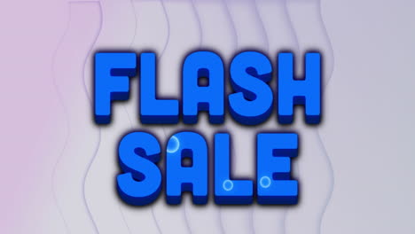 animación del texto de la venta instantánea en letras coloridas y azules en líneas onduladas grises