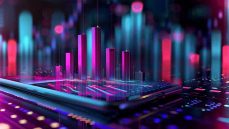 stock market data on a futuristic mobile device