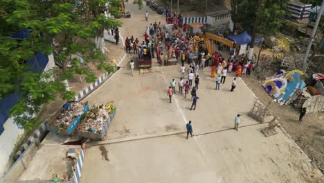 Aerial View of Durga Puja Idol Immersion in India