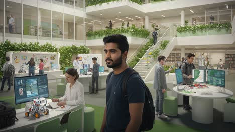 exploring innovation and creativity in a modern learning environment: a scenic view of students engaged in technology and robotics development activities