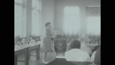 black and white video of pioneers at meeting at school. circa ussr 1970: black and white video of pioneers at meeting at school