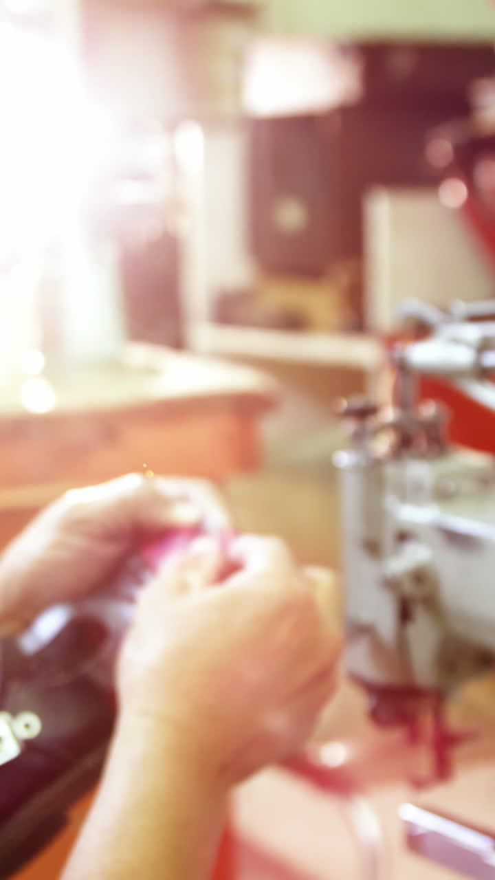 Shoemaker using sewing machine