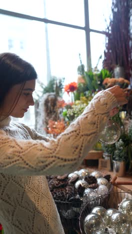 woman shopping for christmas decorations