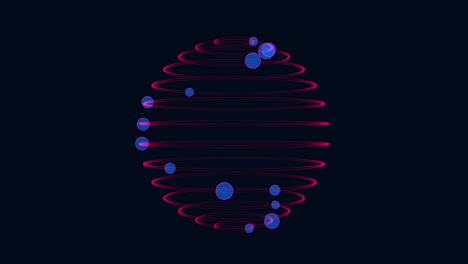 abstracción 3d de esferas azules voladoras que vuelan en órbita.