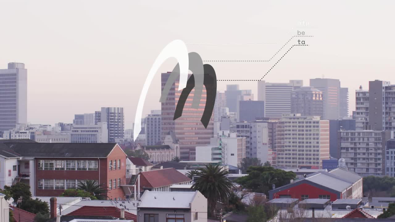 Bright white arc fading causing three arcs sliding rotating extending labels to label round tower