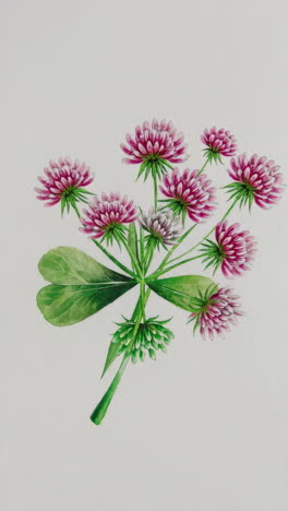 a compilation of clover images, featuring both a four-leaf clover and pink clover flowers