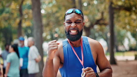 happy runner celebrating marathon victory