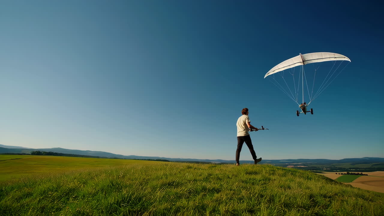 Man Launching a Paramotor