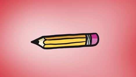 Animation-of-pencil-icon-moving-on-red-background