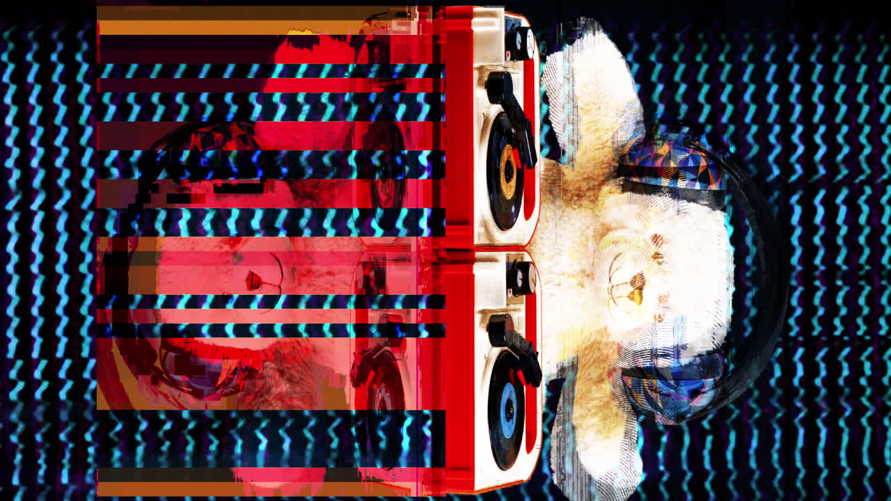 dj oso de peluche - arte de collage digital