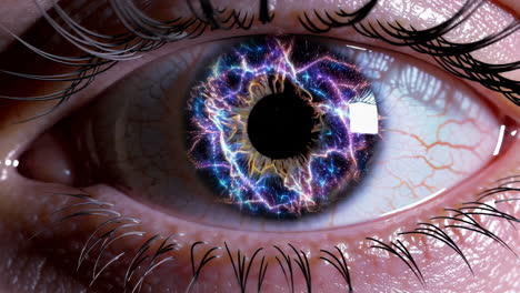 enhanced human eye with abstract glowing iris