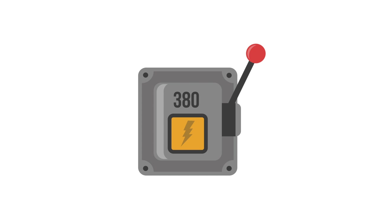 Graphic Animation of an Electrical Switch Box Turning On