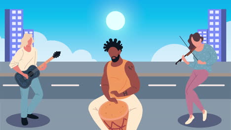 street musicians in the city