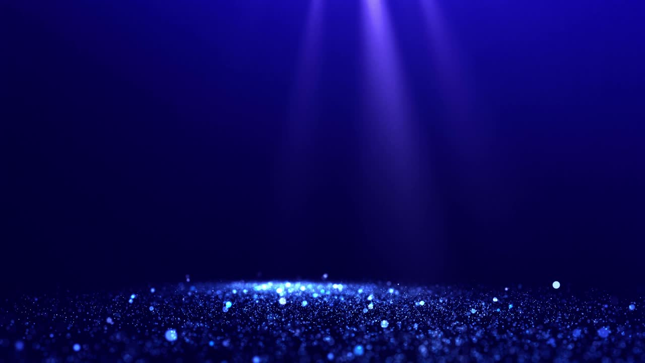 Abstract mystic glittering particles with lights effects and dust particles as 3D loop video animation blue background
