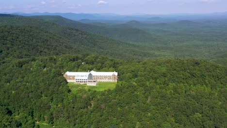 gorgeous mansion estate in appalachian mountain overlook in georgia, aerial