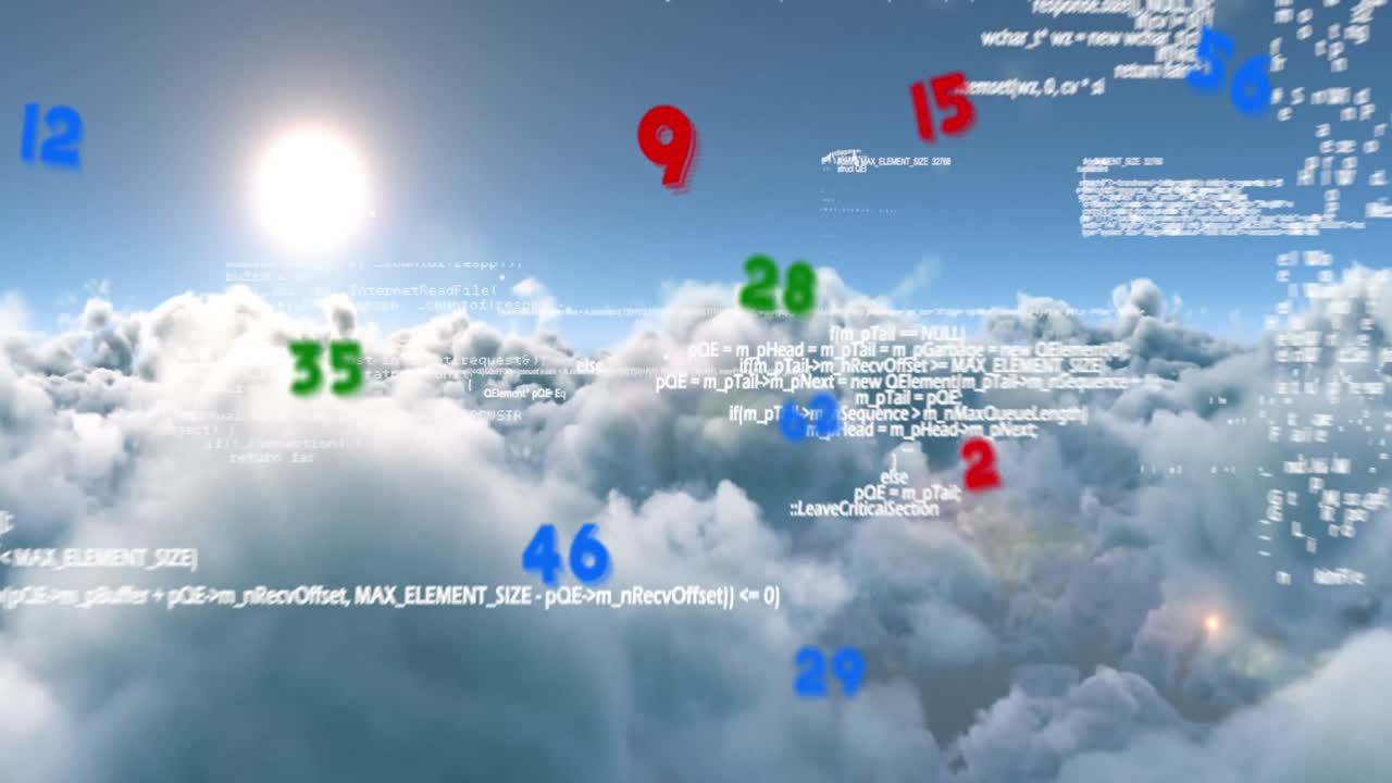 animación del procesamiento de datos a través de nubes