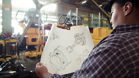 worker with helmet walking indoors