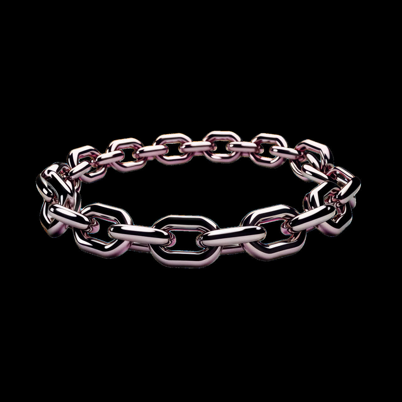 Elegant silver chain bracelet design animation isolated asset, transparent 4K video, alpha channel