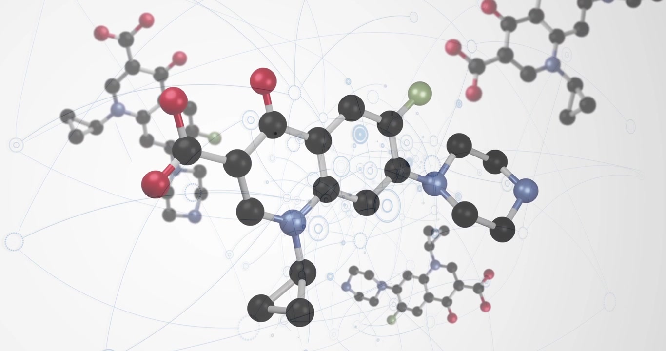 Vertical video: Camera panning and molecule rotating, ball model revealing rings for chemistry view
