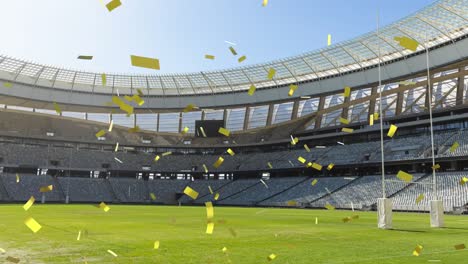 sports stadium with golden confetti falling