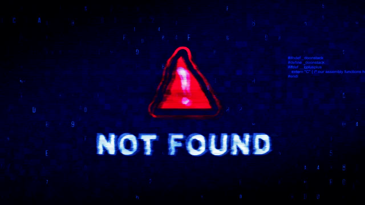 no se encontró texto ruido digital sacudida glitch distorsión efecto error animación.