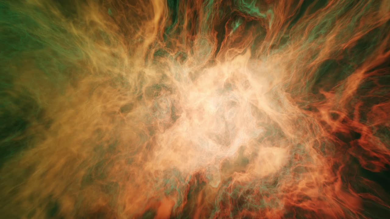 vuelo celestial, viaje de ensueño profundo a través de lapso de tiempo de nubes de nebulosa de espacio abstracto, bucle sin fisuras