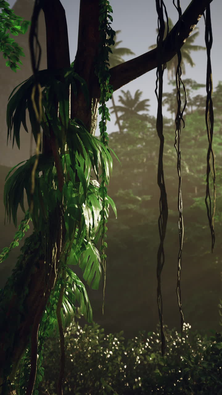 árbol con vides colgando de las ramas