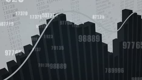 Multiple-changing-numbers-and-statistical-data-processing-and-graphs-against-white-background