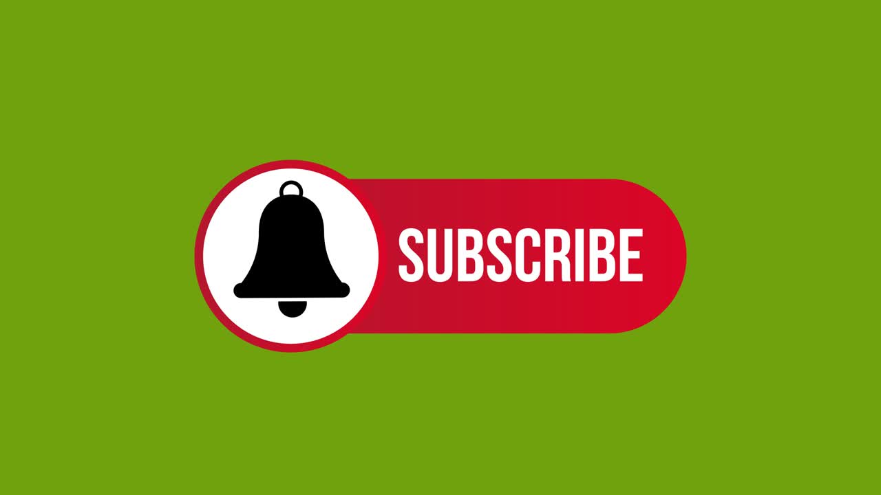 subscribe label animation on the green screen background. 4K video. Chroma key. Useful for explainer video, website, greeting cards, apps, and social media posts
