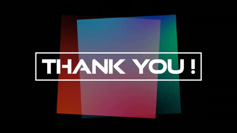 colorful geometric shapes with thank you animation on black background