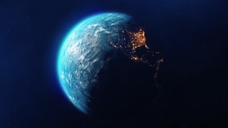 Sun above planet earth view from space earth orbit 4k loop animation sunrise over the earth space