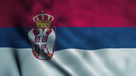 la bandera de serbia ondeando en el viento. la bandera nacional de serbia. el signo de serbia animación de bucle sin costuras. 4k