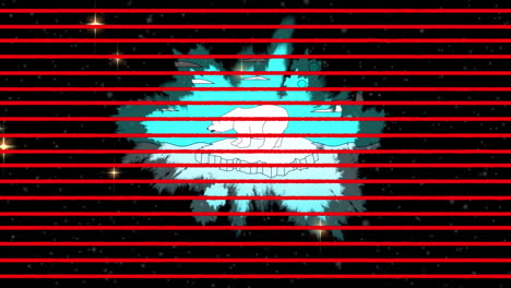animación de líneas rojas sobre el oso polar y las estrellas
