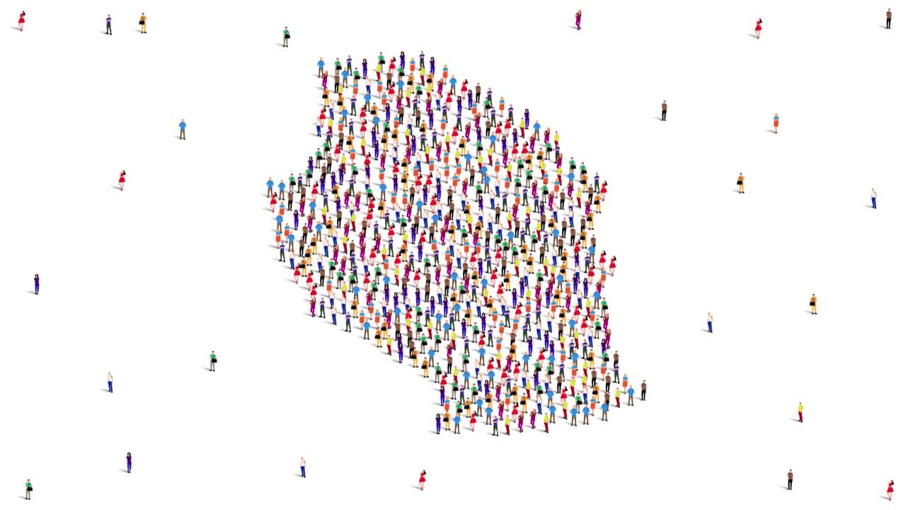 탄자니아 지도: 탄자니아 지도를 만들기 위해 많은 사람들이 모여 4k 영상 애니메이션을 만니다.