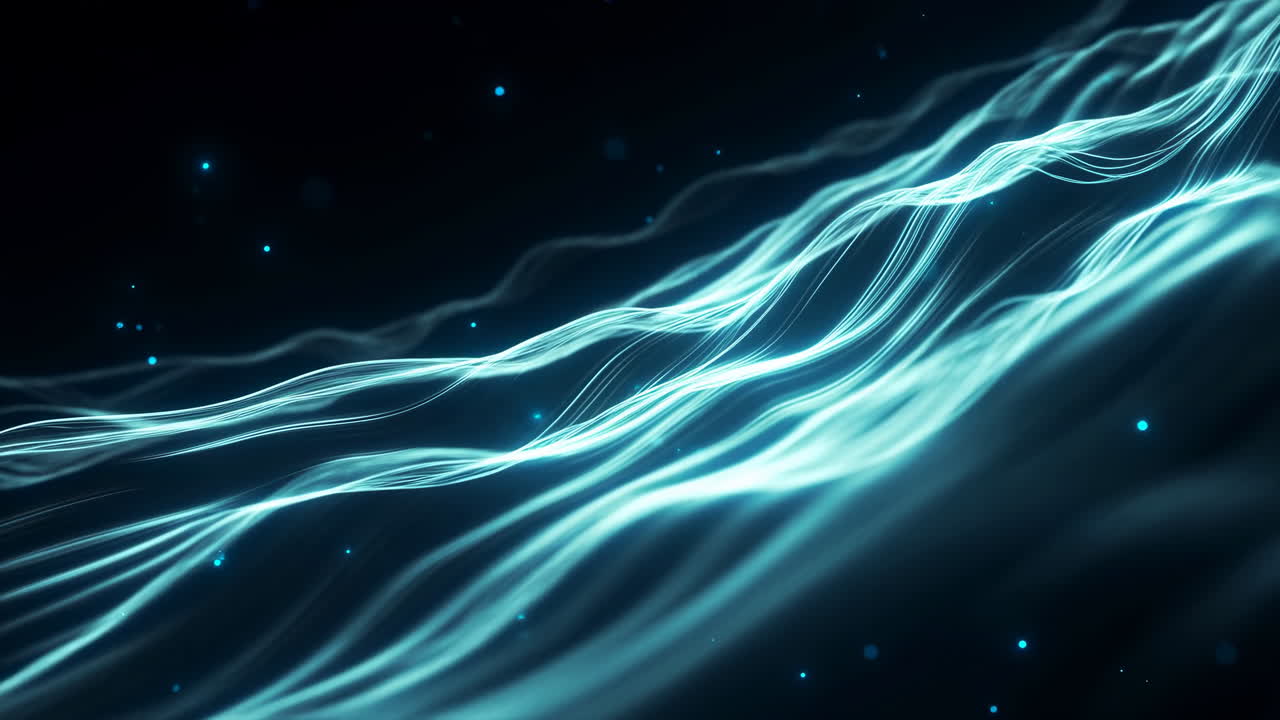 Dynamic Abstract Blue Light Waves and Particles Flowing