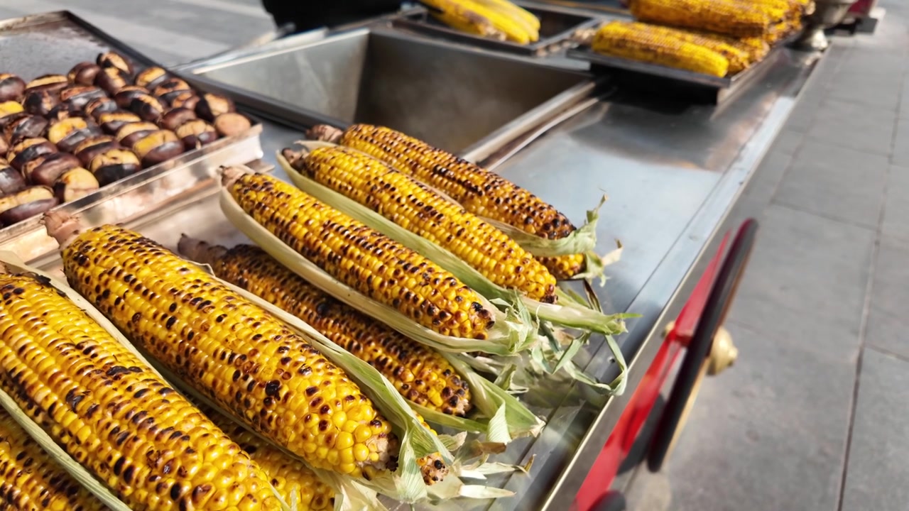 Grilled Corn on the Cob at a Street Food Stall