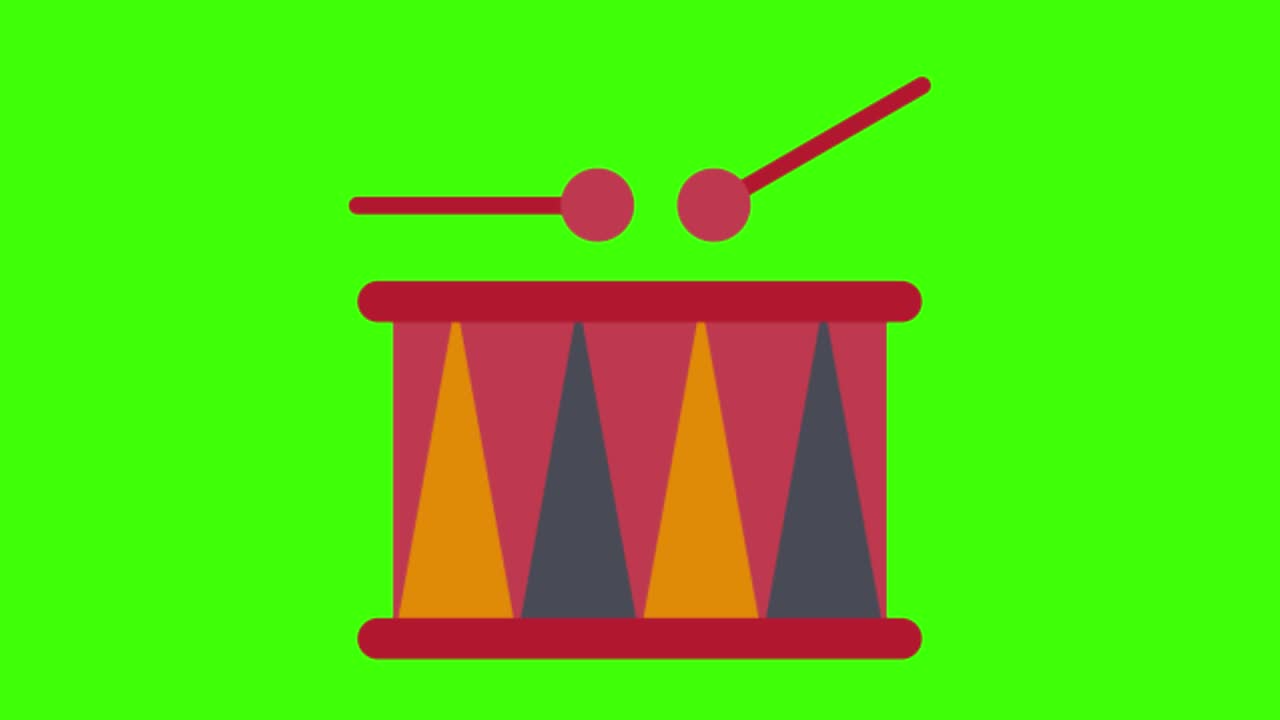 애니메이션 드럼의 녹색 화면