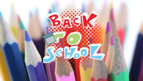 Animation-of-back-to-school-text-over-pencils