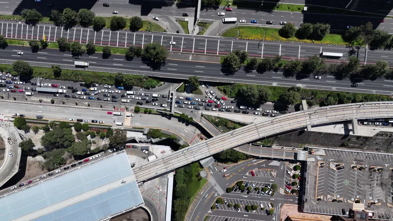Aerial View of City Traffic and Transportation Infrastructure