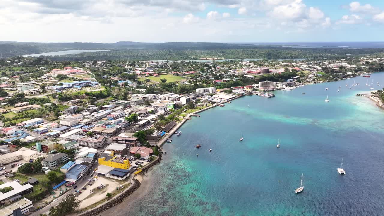 Harborside Capital Of Port Vila On The Island Of Efate, Shefa Province, Vanuatu. Aerial Shot
