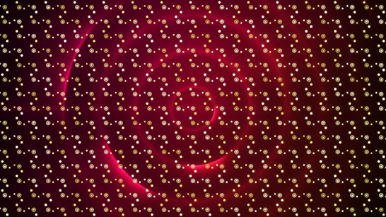 Digital animation of abstract pattern design against red spiral light trails on black background