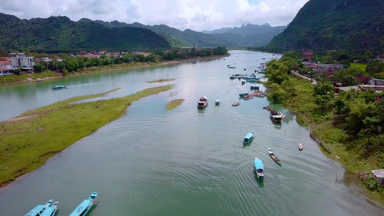 Fisher boats riding in an amazing river in Vietnam