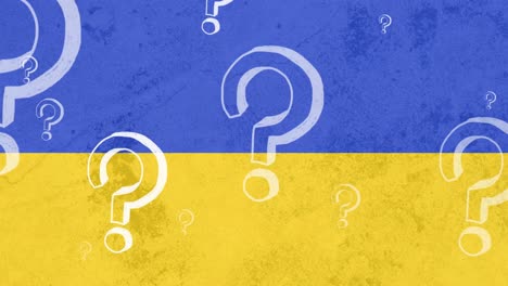 Animation-of-question-marks-floating-over-flag-of-ukraine