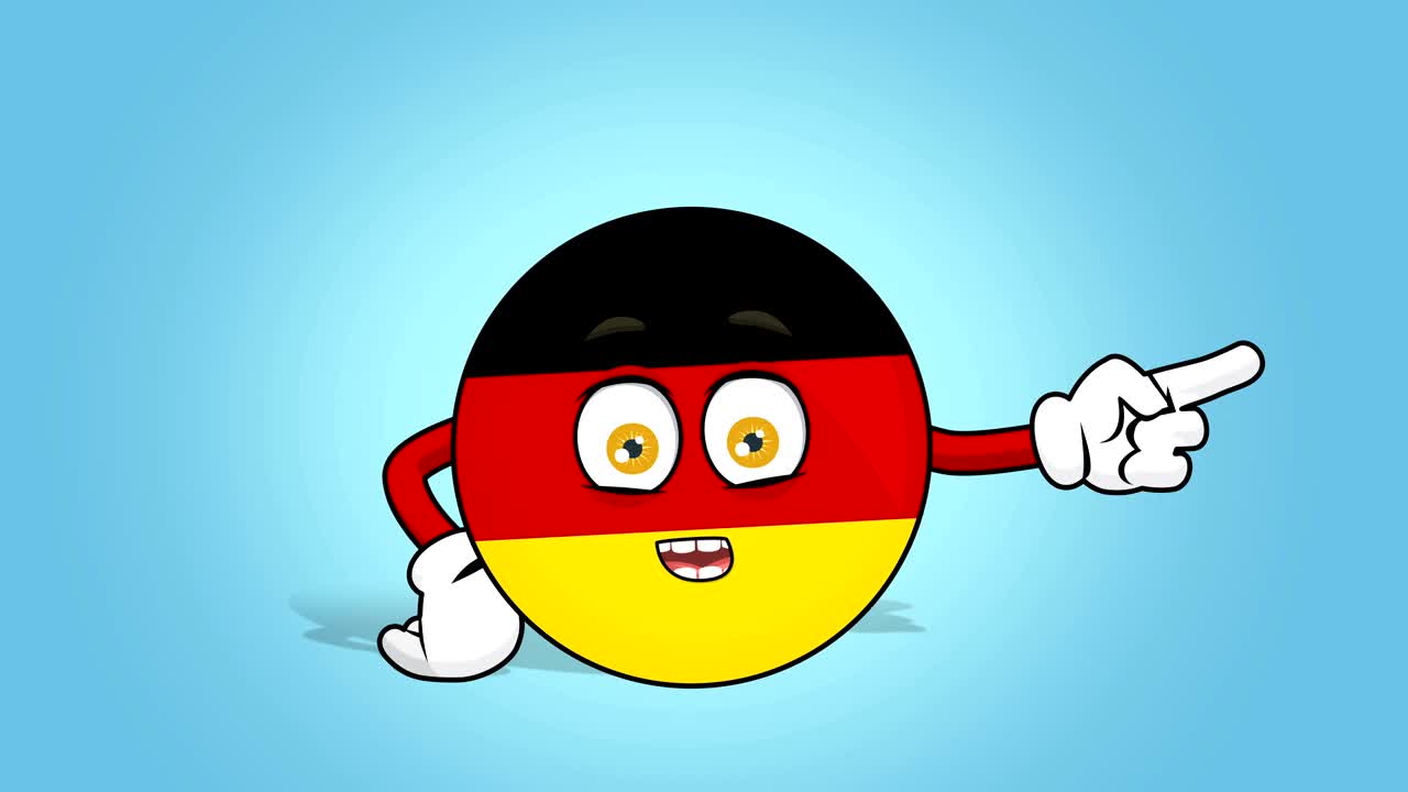 Icona bandiera della Repubblica Federale di Germania a cartone animato, puntatore destro, parla con animazione facciale