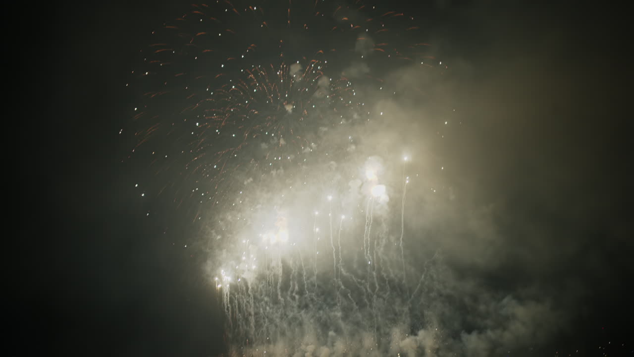 Fireworks at the Cannes Fireworks Festival at night, France