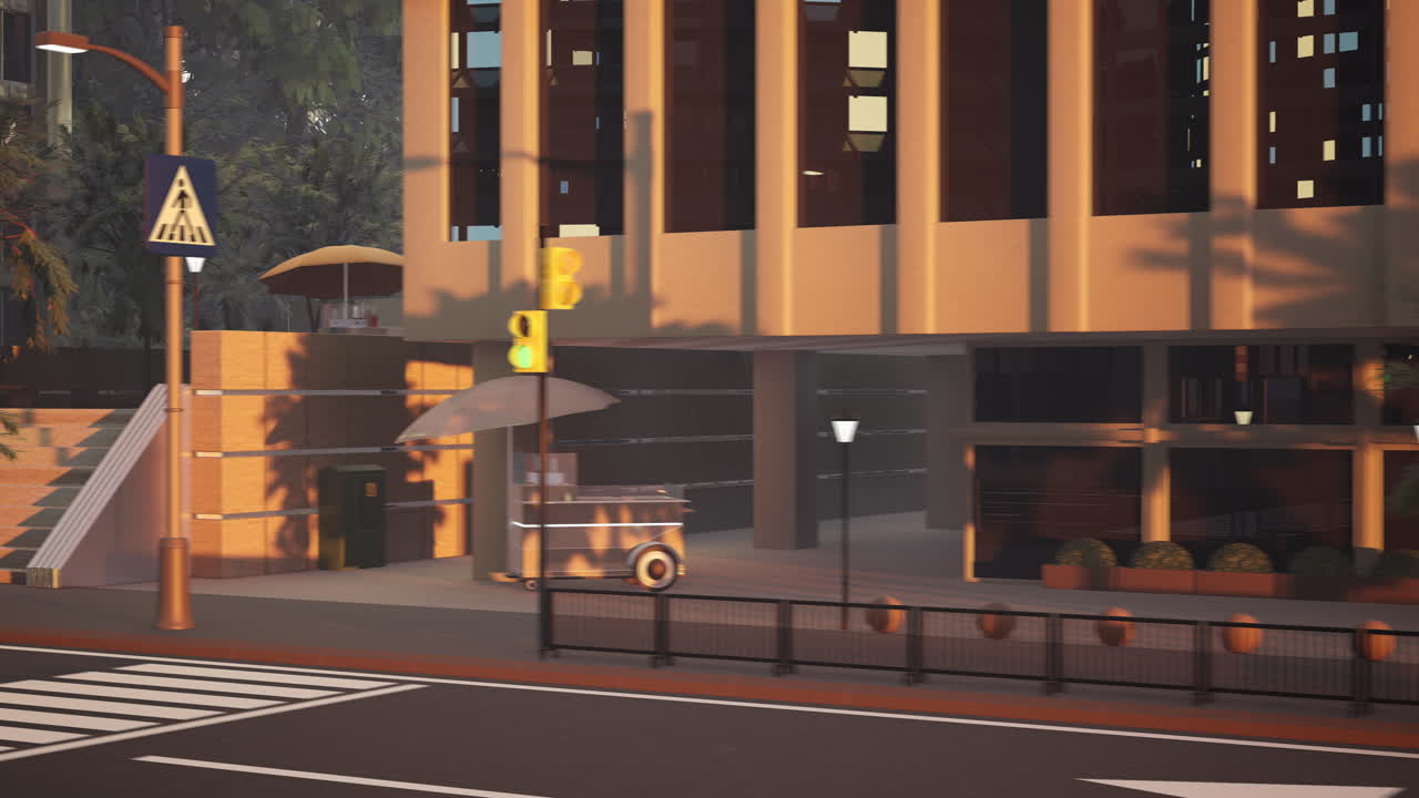 City street with buildings and trees