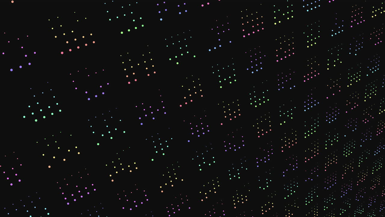 Abstract and vibrant colorful dot pattern on black background
