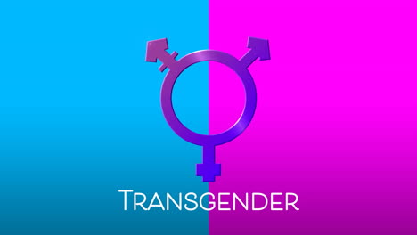 animation of purple transgender symbol on blue and pink background