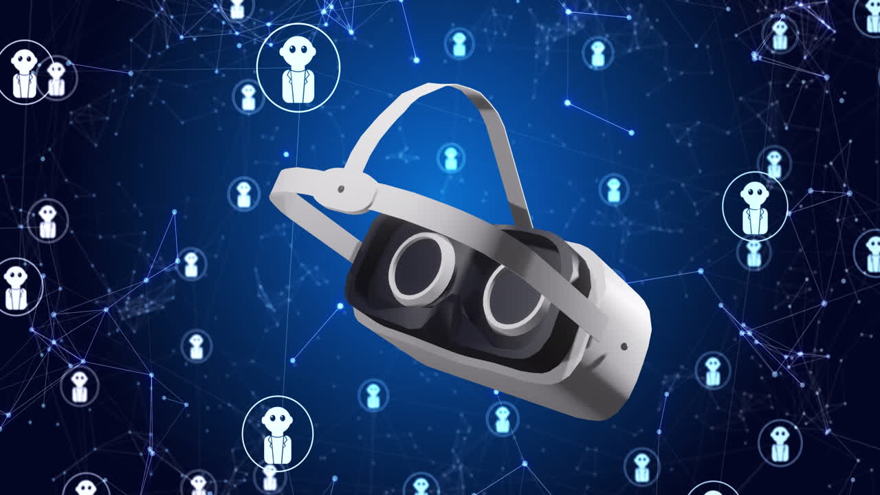 animación de auriculares vr a través de la red de conexiones con chatbots ai y procesamiento de datos
