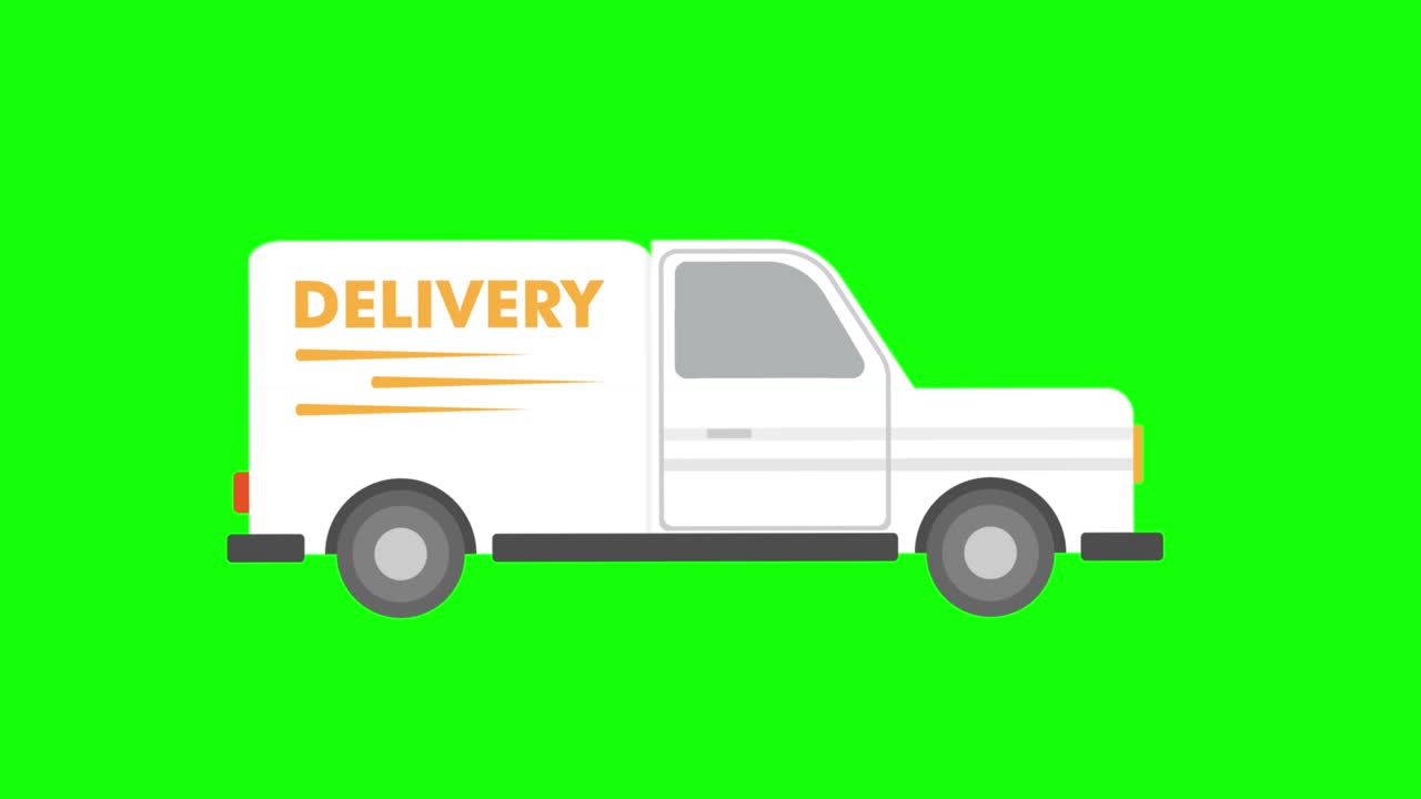 Delivery car moving on the studio